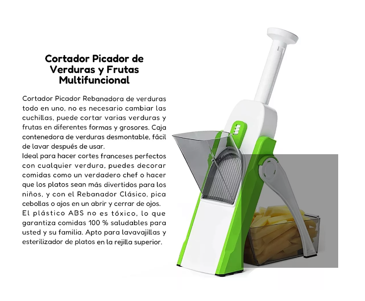 Cortador, rebanador y picador de verduras 30 modos diferentes de corte